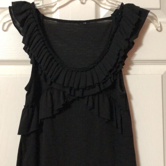 Xhilaration Black Sleeveless Scoop Neck Top with Ruffles Womens Size Small - Picture 1 of 6